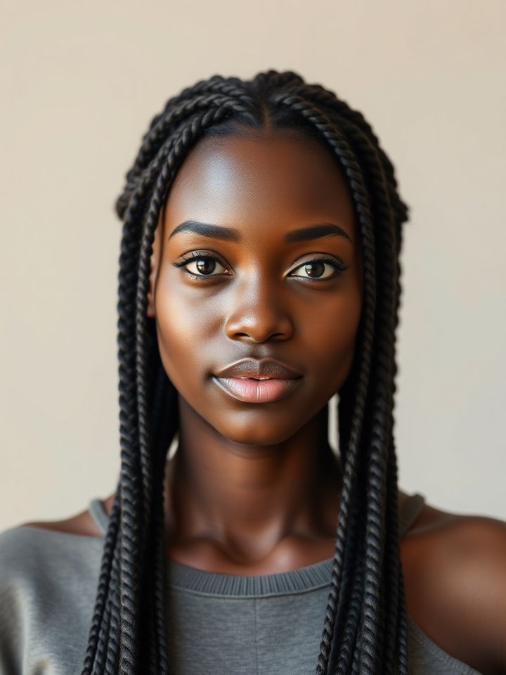 Before: selfie prior to the box braids try-on