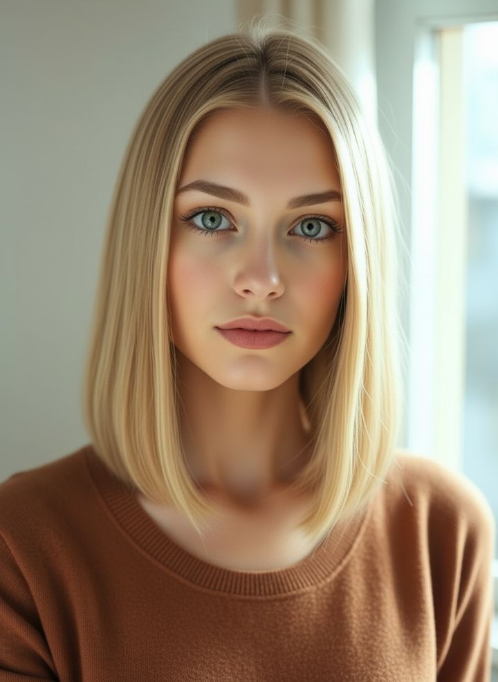 Lob (long bob) rendered on a real selfie by Lineup