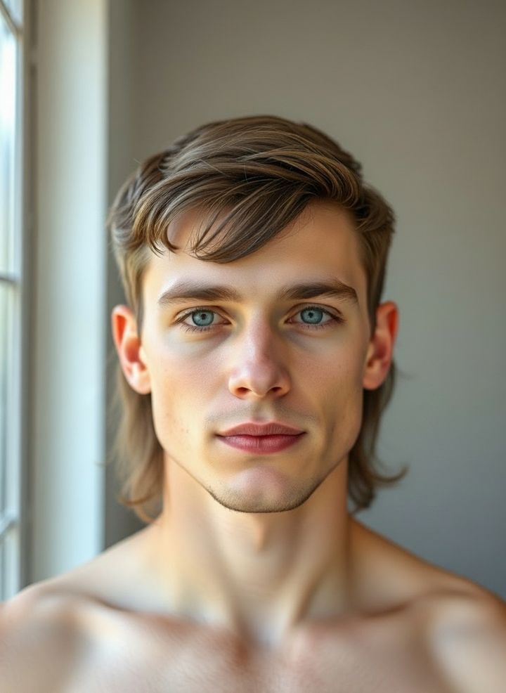 Modern mullet rendered on a real selfie by Lineup