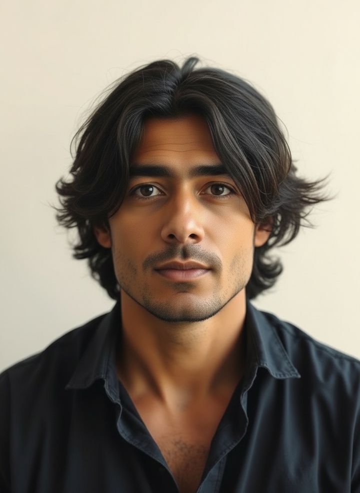 After: shaggy hair rendered on the same face by Lineup